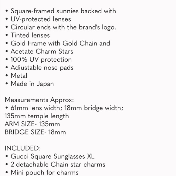 Gucci 61mm blue square sunglasses with star attachable/detachable charms NWT - Picture 9 of 17